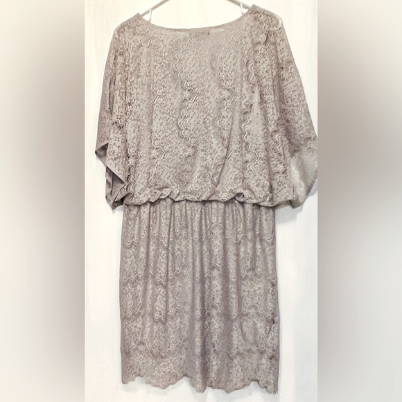 Alfani XL Blouson Midi Gray Lace overlay with Gray Lining Blouson with V-neck - Picture 2 of 11